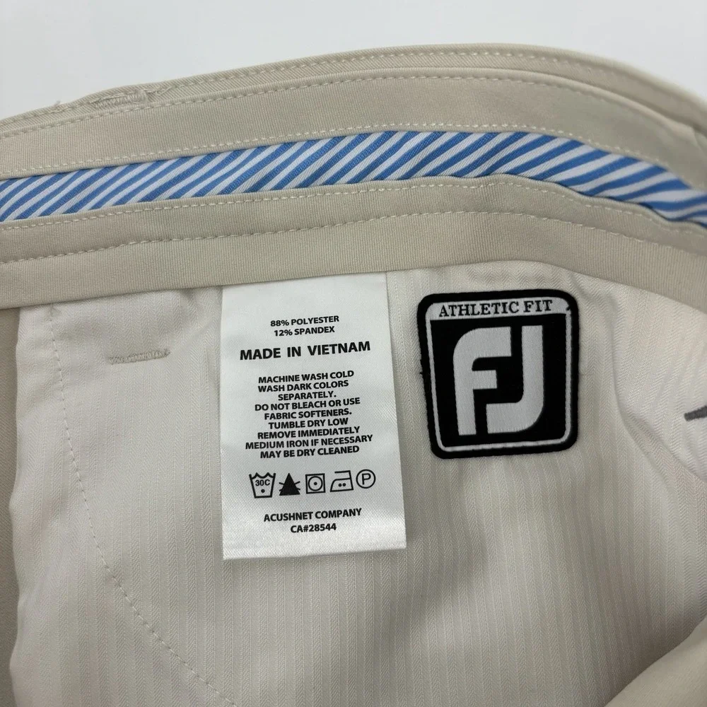 FOOTJOY Golf Pants Mens 30x30 Tan Khaki‎ Athletic Fit Stretch Performance